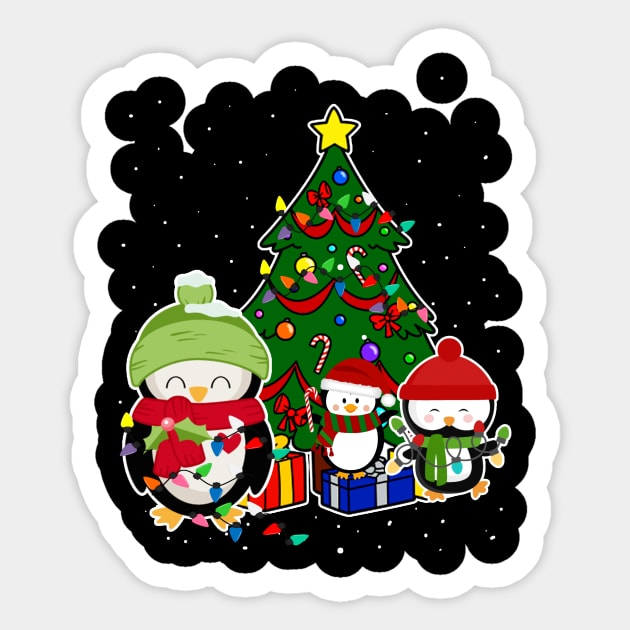 3 Three Santa Penguins Costume Cute Christmas Tree Lights Sticker by johnbbmerch